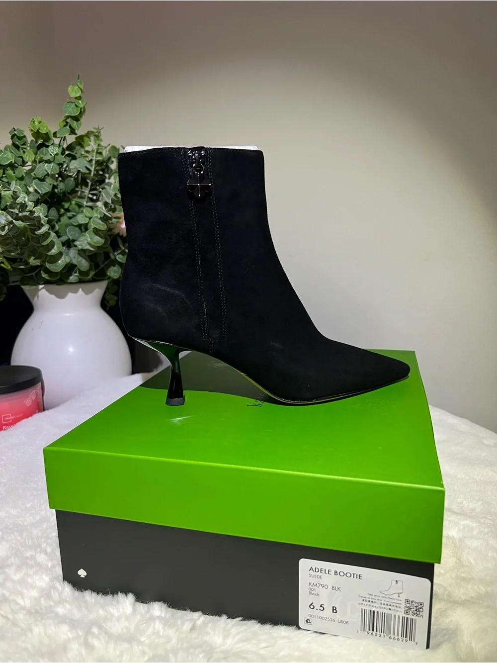 kate spade Black Suede Pointed-Toe Adele Booties